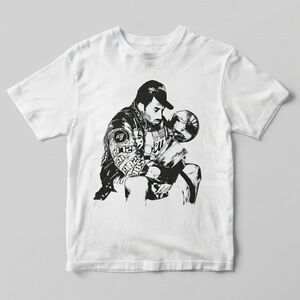 Graphic White T-Shirt with Black Kobe Bryant Illustration